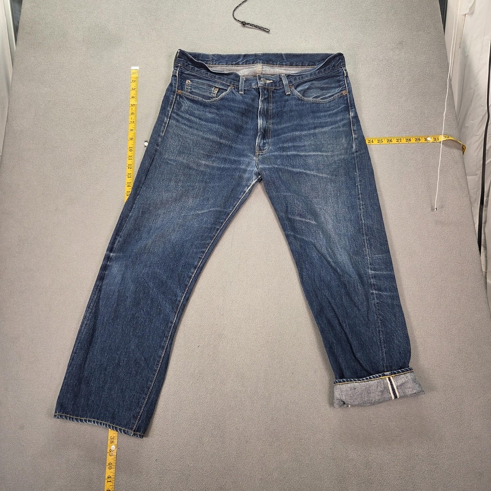 Levis 501Z XX Jeans Mens Selvedge Blue Medium Wash Straight Whiskers Fits 36x26